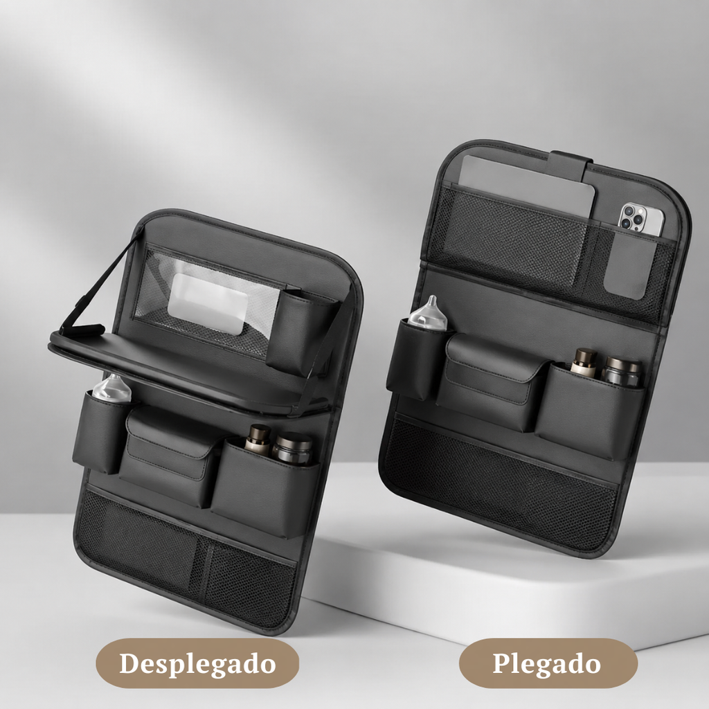 Organizador Multifunción para Asiento Trasero con Bandeja Plegable