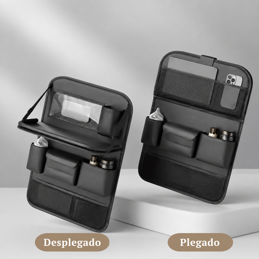 Organizador Multifunción para Asiento Trasero con Bandeja Plegable