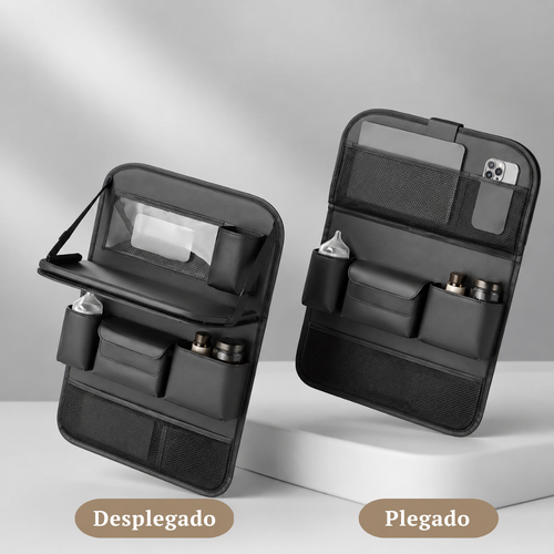 Organizador Multifunción para Asiento Trasero con Bandeja Plegable