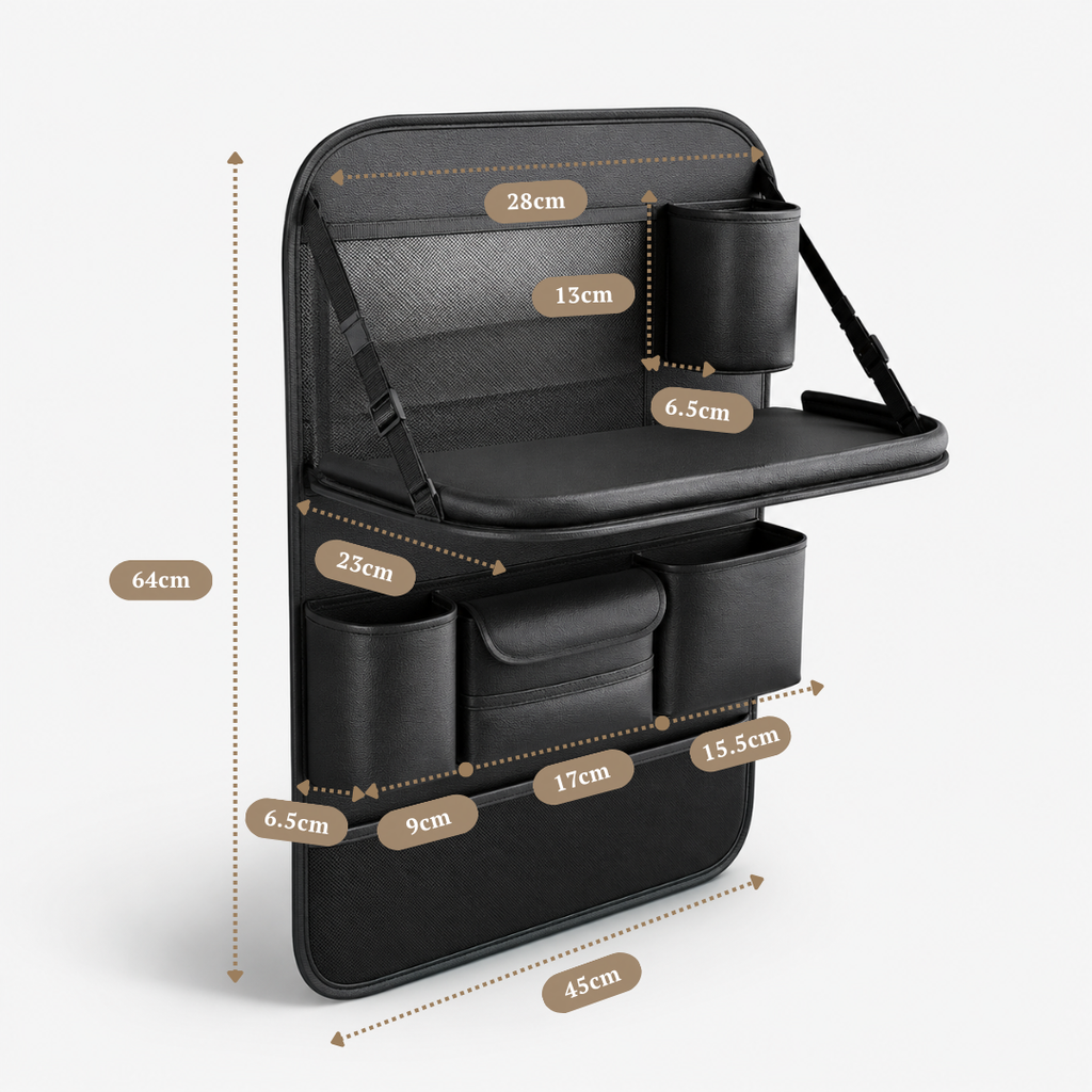 Organizador Multifunción para Asiento Trasero con Bandeja Plegable