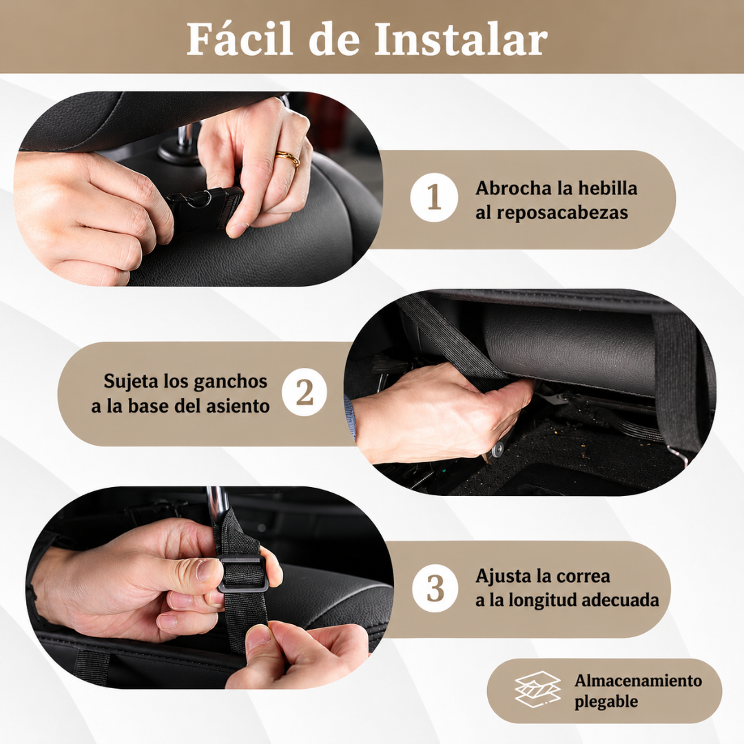 Organizador Multifunción para Asiento Trasero con Bandeja Plegable